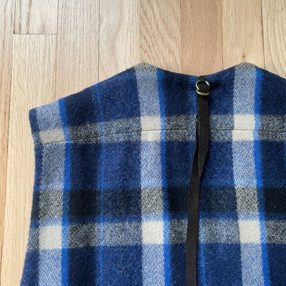 Plaid Wool Long Duster Vest - Picture 6 of 11